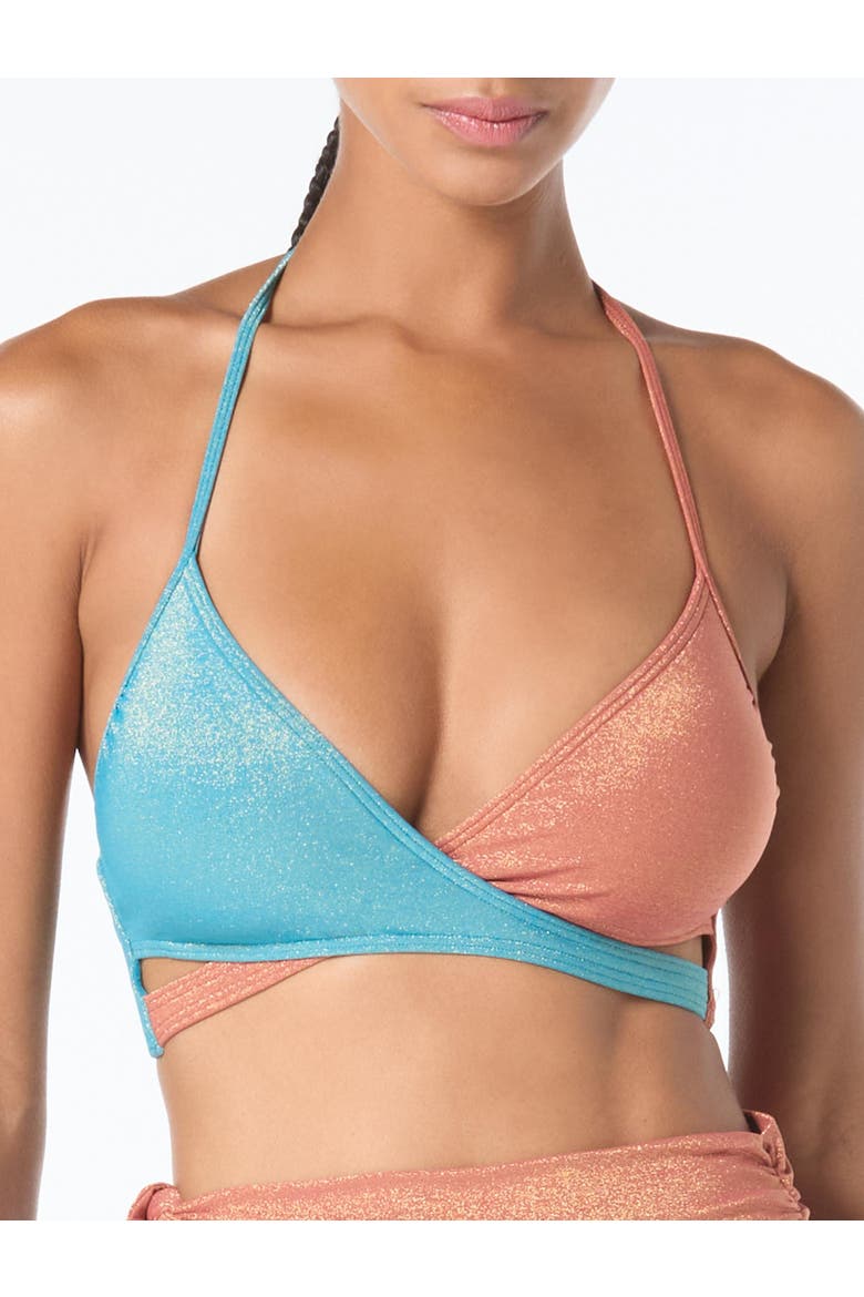 Wrap Front Bra Swim Top, Alternate, color, Zenith