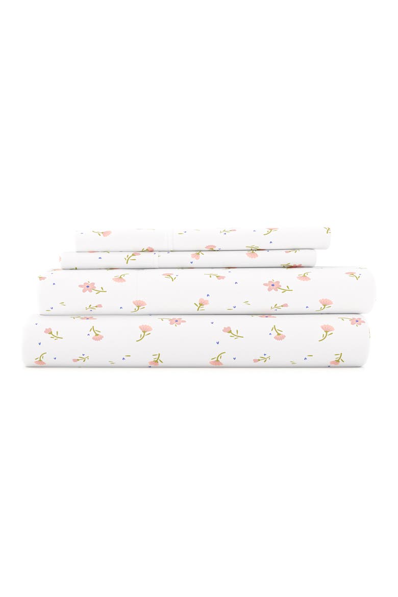 Premium Ultra Soft Floral 4-Piece Bed Sheet Set, Main, color, PINK