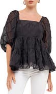 Endless Rose Square Neck Organza Babydoll Top