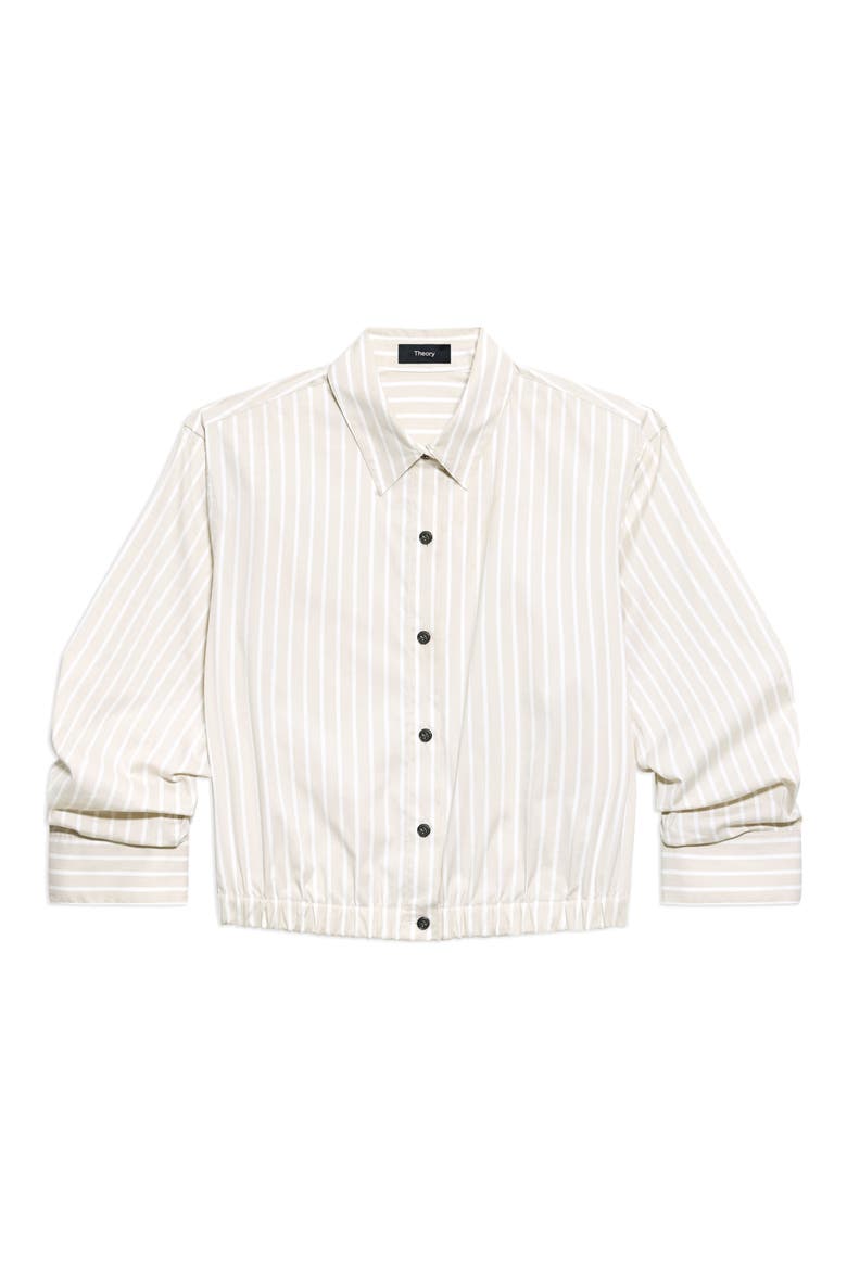 Stripe Fixed Sleeve Cotton Blend Button-Up Shirt, Alternate, color, SAND MULTI
