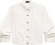 Theory Stripe Fixed Sleeve Cotton Blend Button-Up Shirt
