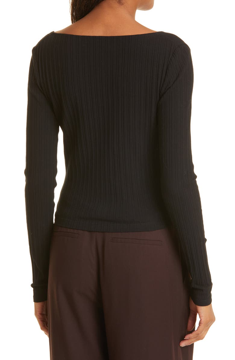 Vince Plunge Neck Rib Cardigan, Alternate, color,