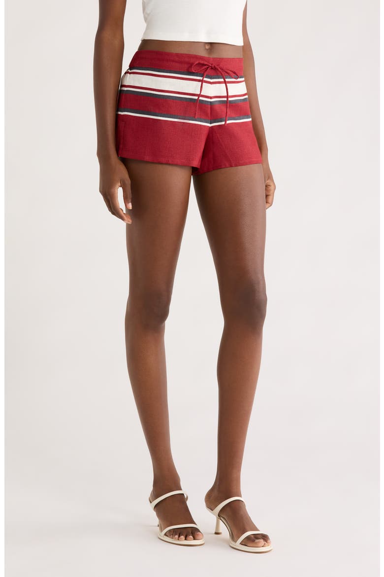 Miel Stripe Linen Drawstring Shorts, Alternate, color, HYDRA STRIPE