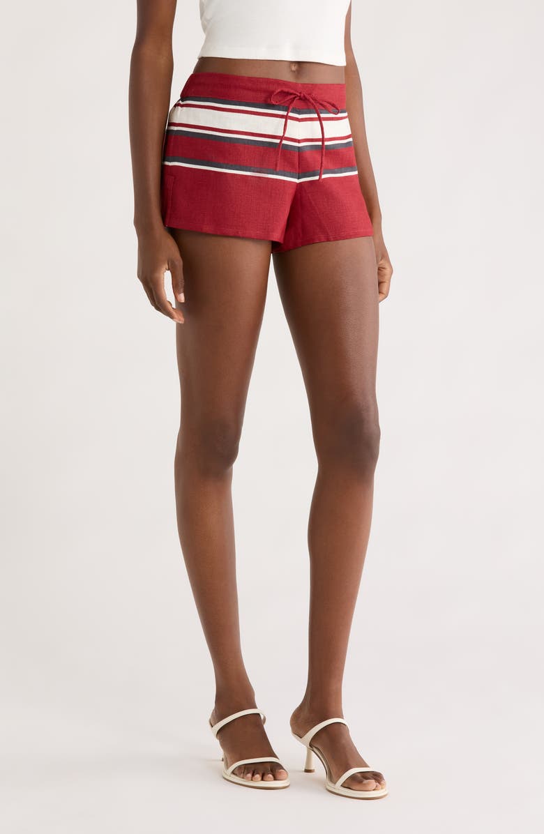 Miel Stripe Linen Drawstring ShortsI