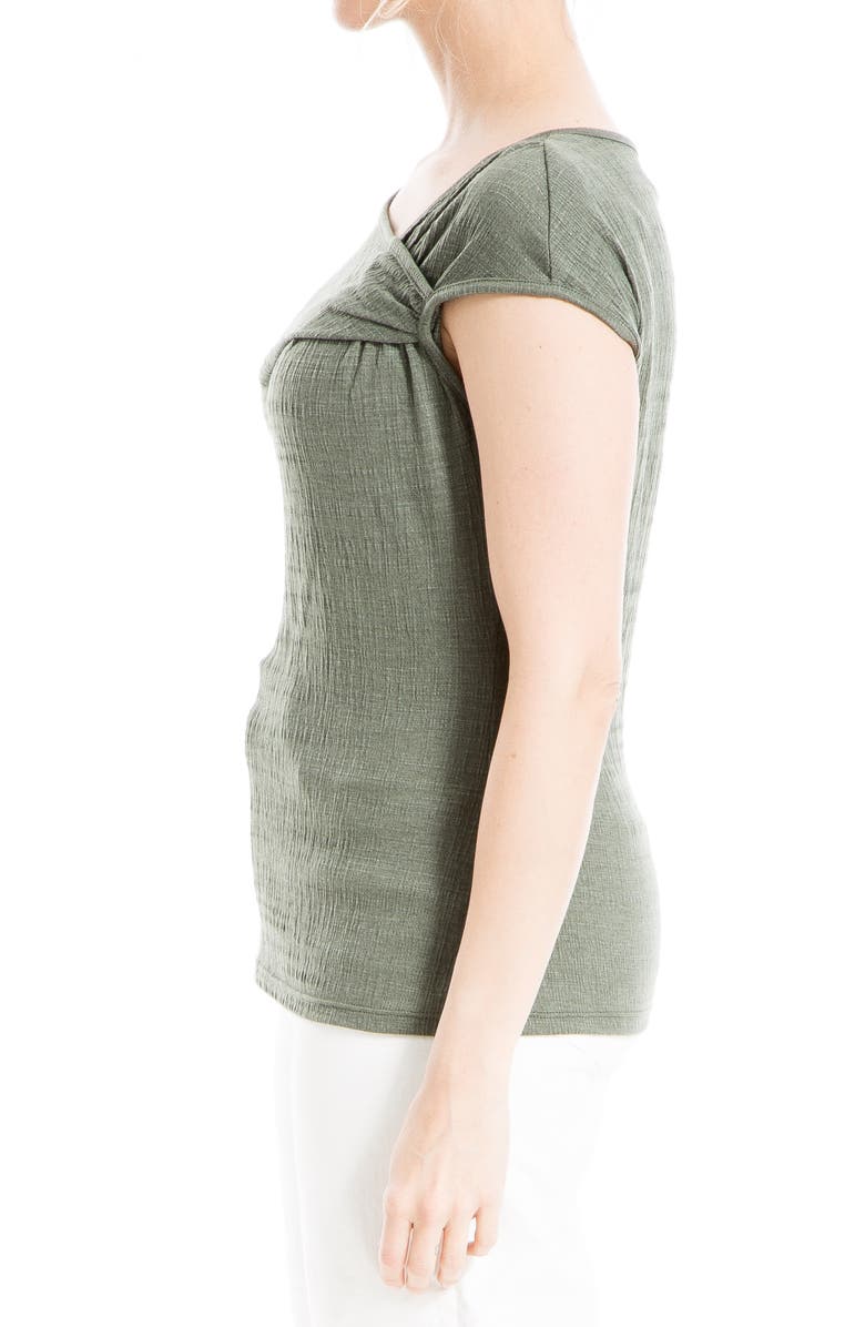 MAX STUDIO Textured Side Gather Top, Alternate, color, Army