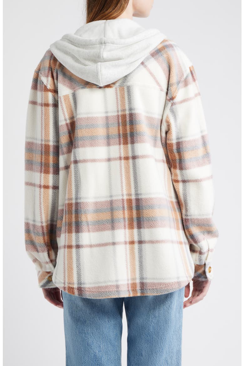 Hooded Fleece Shacket, Alternate, color, BUTTERCREAM PLAID