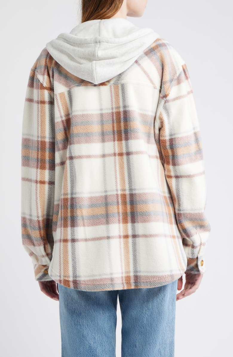 Thread & Supply Hooded Fleece Shacket, Alternate, color, Buttercream Plaid