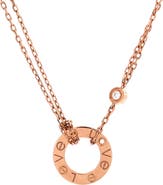 Pre-Owned Cartier 2 Diamonds Love Pendant Necklace 18K Rose Gold and Diamonds