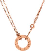 Pre-Owned Cartier 2 Diamonds Love Pendant Necklace 18K Rose Gold and Diamonds