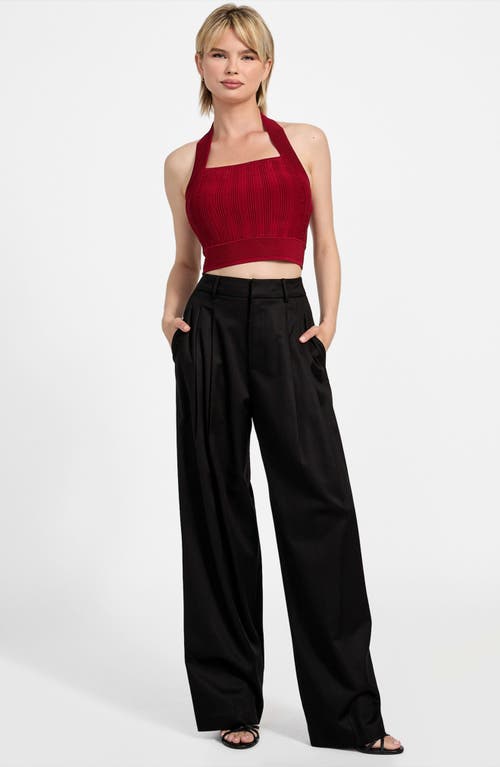 Guess Sofie Rib Crop Halter Top In White