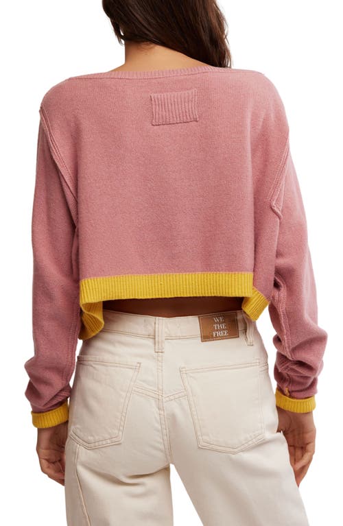 Shop Free People Into The Blue Stripe Crop Sweater In Rose Blush Combo