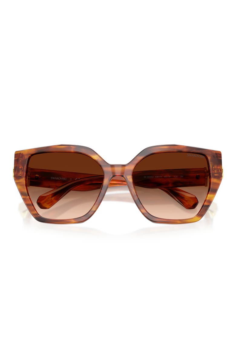 56mm Gradient Irregular Sunglasses, Alternate, color, STRIPED BROWN / BROWN GRADIENT