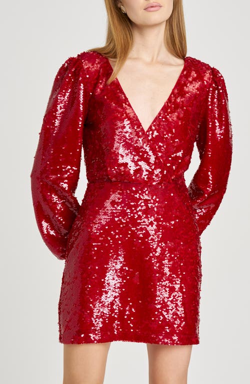 Wayf Whitney Sequin Cowl Back Long Sleeve Minidress In Multi