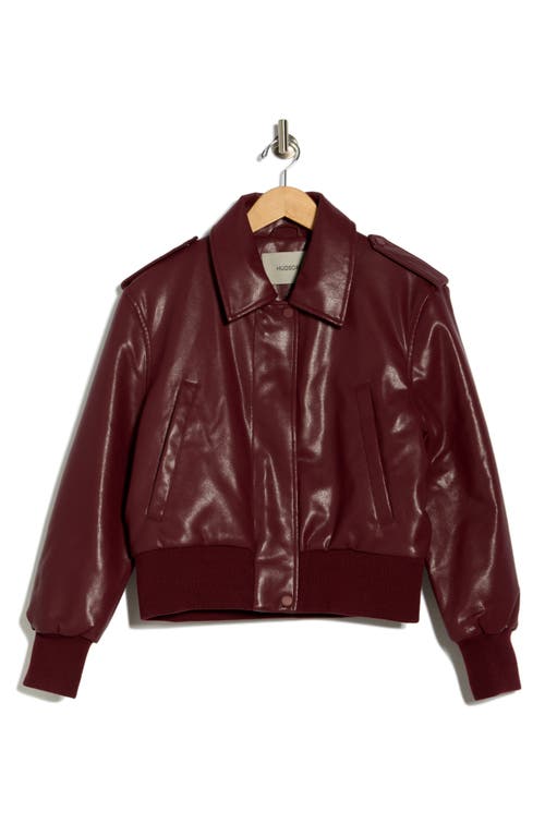 Hudson Jeans Waterproof Faux Leather Aviator Jacket In Red