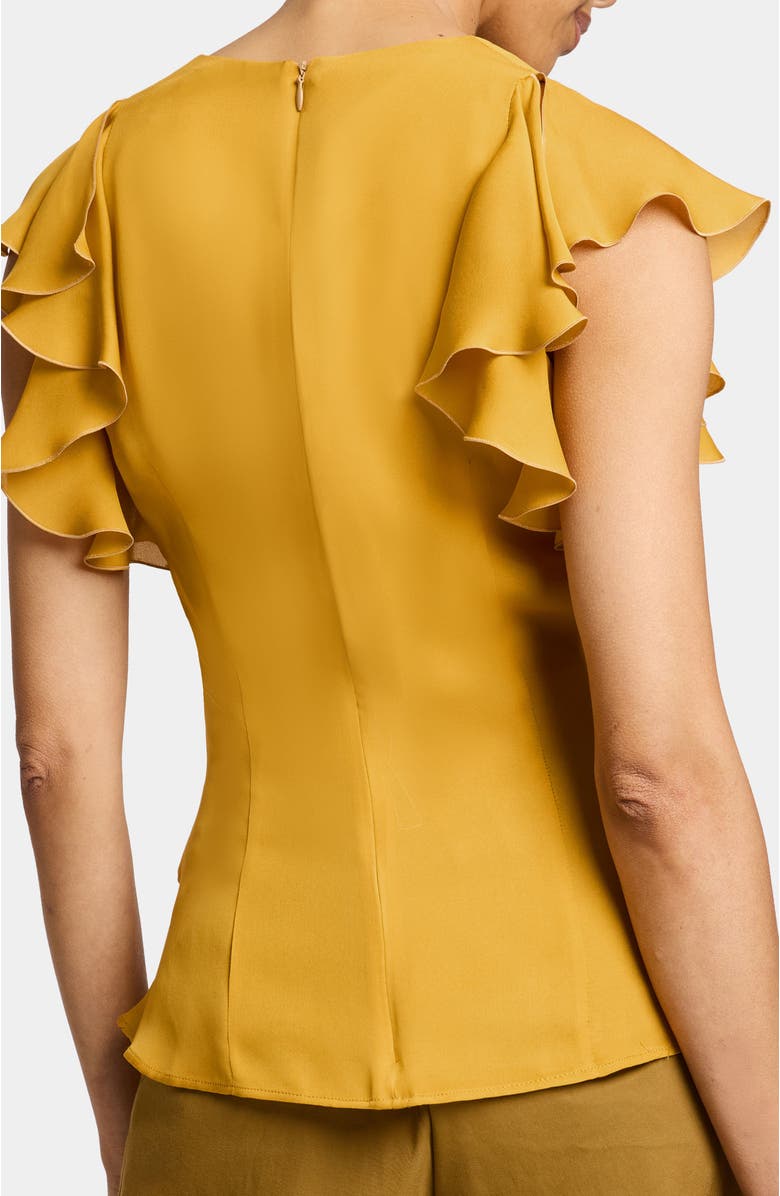 Santorelli ELLA Flutter Sleeve Buttoned Blouse with Waist Panel, Alternate, color, Mango