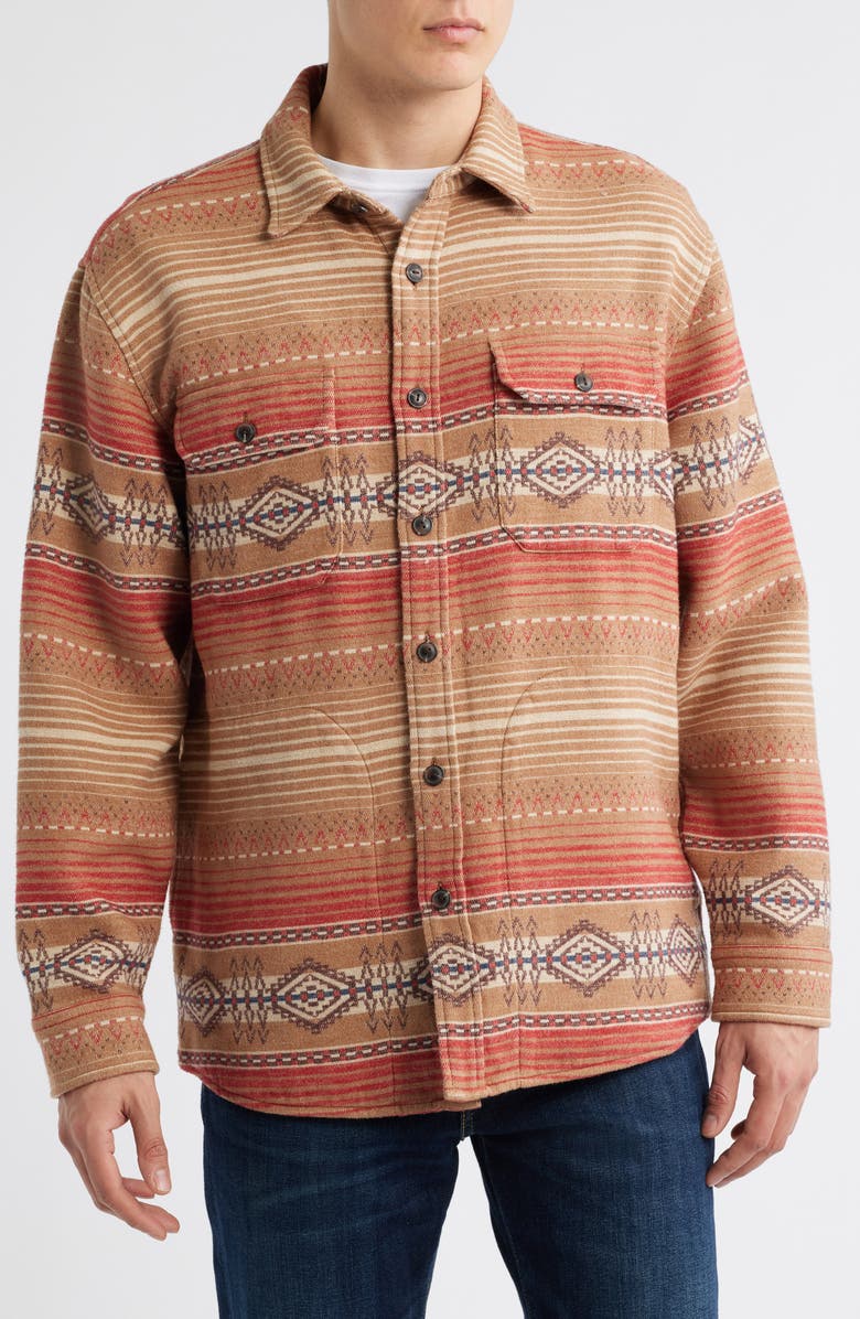 Pendleton Driftwood Stripe Chamois Button-Up Shirt, Alternate, color, Beacon Rock Tan