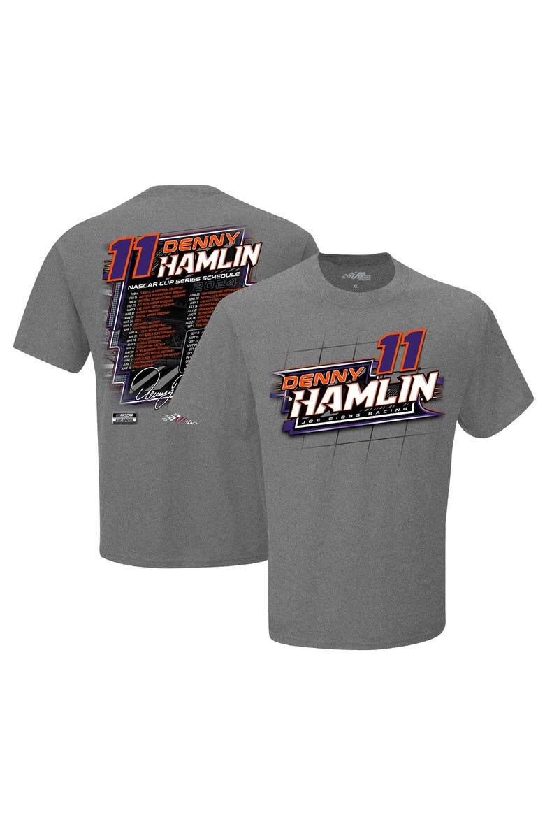 JOE GIBBS RACING TEAM COLLECTION Men's Joe Gibbs Racing Team Collection  Gray Denny Hamlin  2024 Schedule T-Shirt, Main, color, 