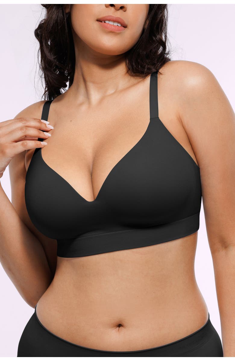 Shapellx Wireless Seamless T-Shirt Bra, Main, color, Jet Black