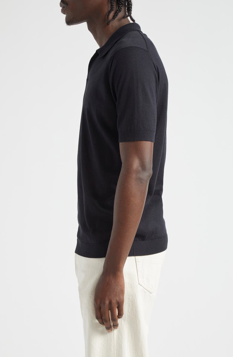 John Smedley Men's Noah Johnny Collar Sweater Polo, Alternate, color, Black