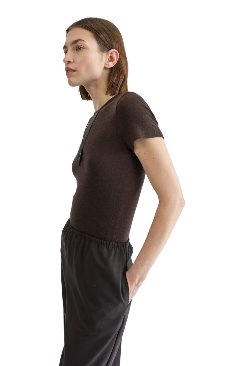 Short Sleeve Knit Top, Alternate, color, Dark Brown