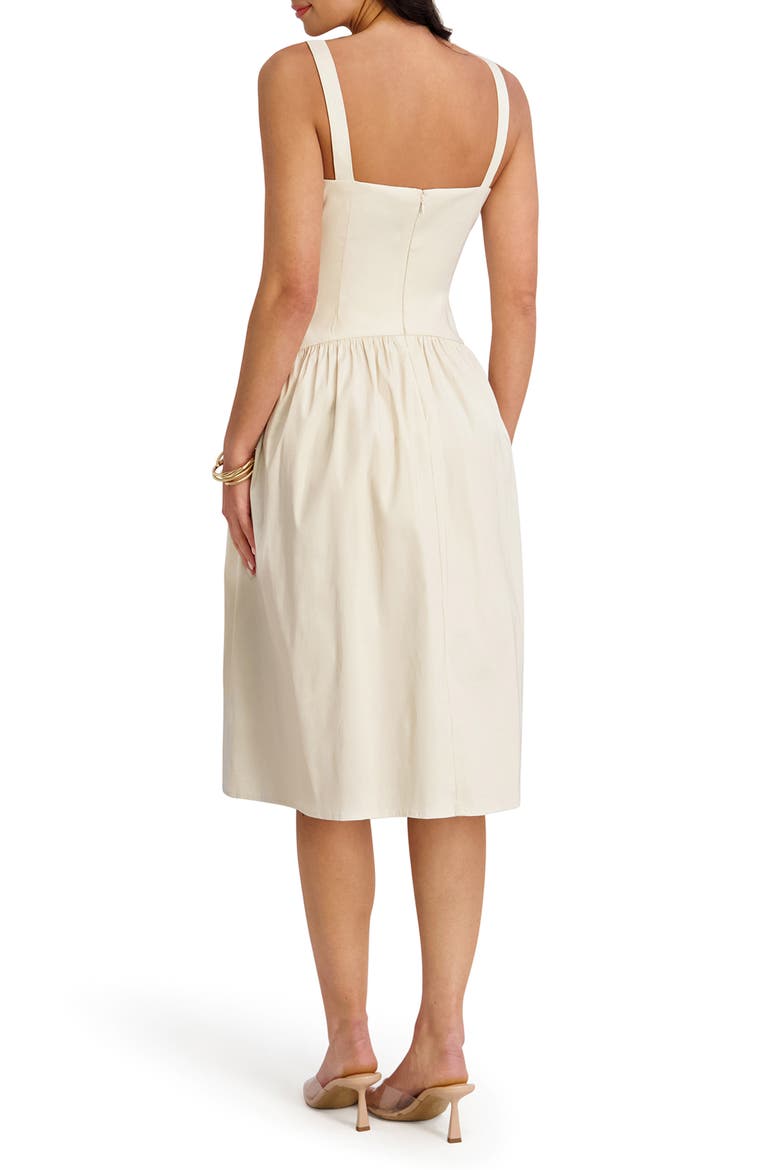 Stretch Taffeta Fit & Flare Midi Dress, Alternate, color, CREAM