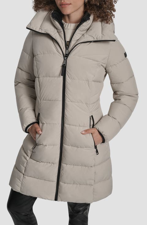 Bib Front Quilted Puffer Coat