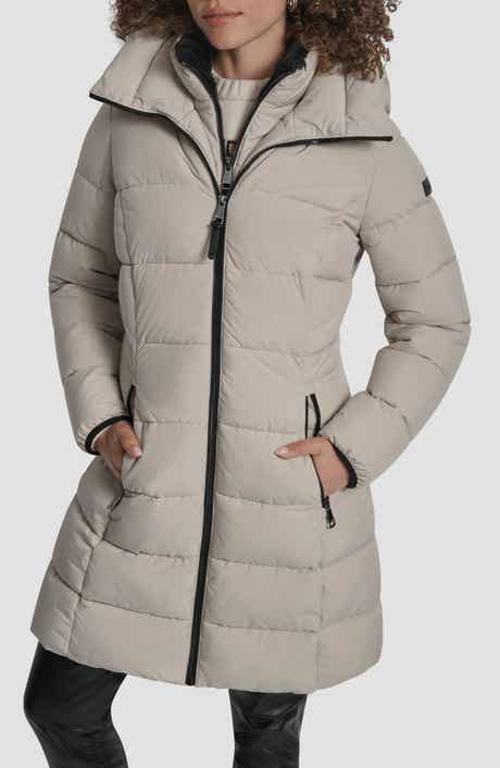 DKNY Bib Front Quilted Puffer Coat