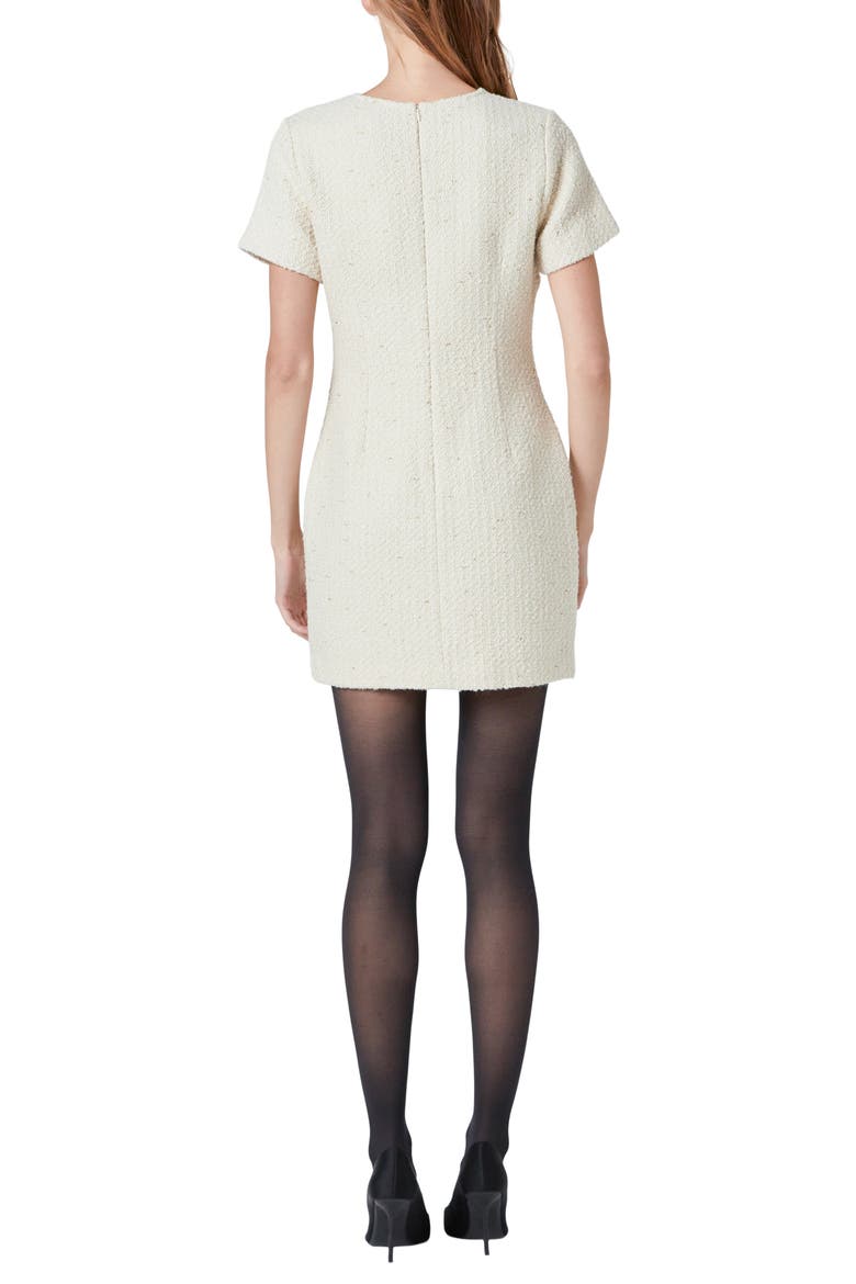 Button Tweed Minidress, Alternate, color, IVORY