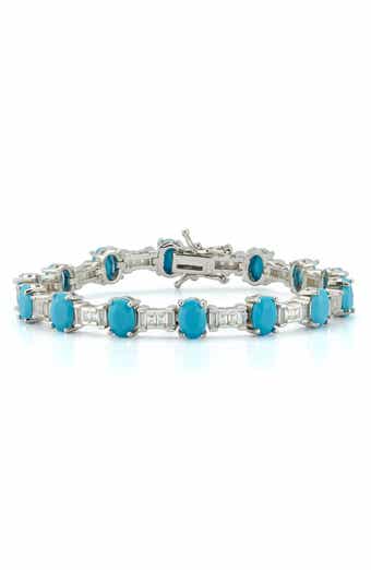 CHLOE AND MADISON Cubic Zirconia & Synthetic Turquoise Tennis Bracelet