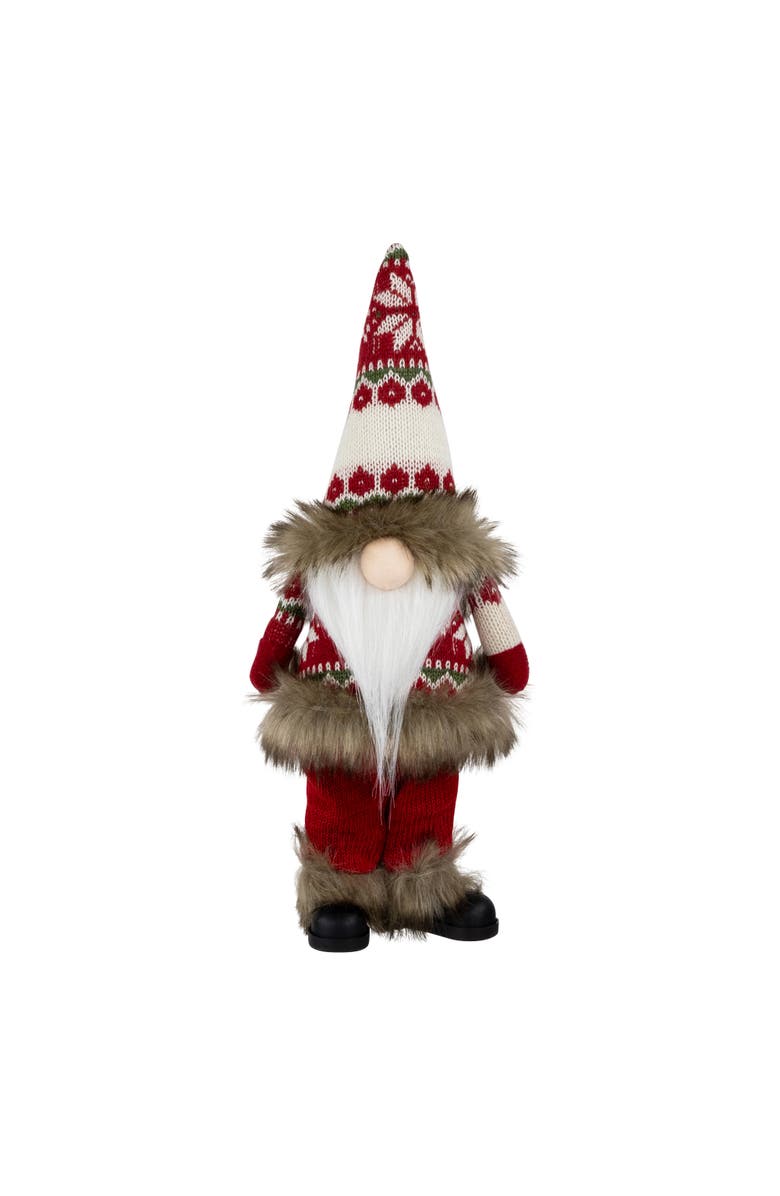 Northlight Standing Gnome with Knitted Outfit Christmas Figure - 19" - Red, Main, color, Red