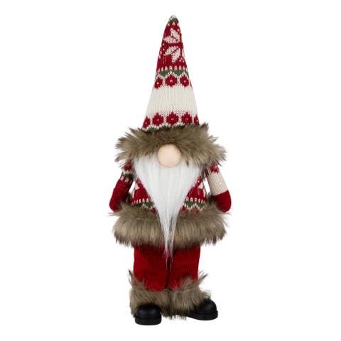 Standing Gnome with Knitted Outfit Christmas Figure - 19" - Red