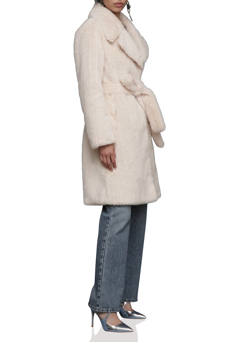 Faux Fur Belted Coat, Alternate, color, IVORY