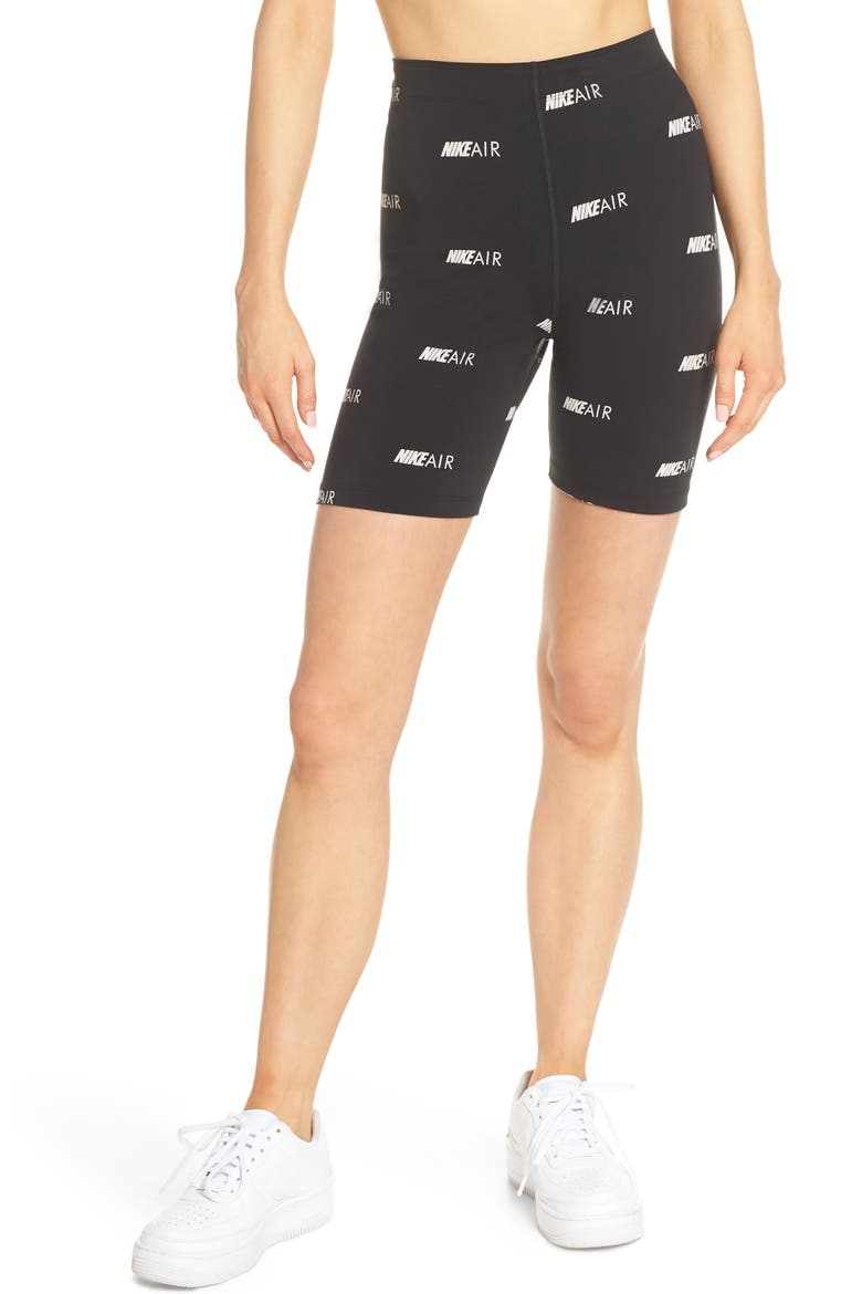 Sportswear Air Print Bike Shorts, Main, color, BLACK/ WHITE