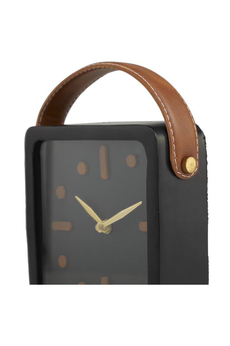 Modern Black Metal Clock, Alternate, color, BLACK