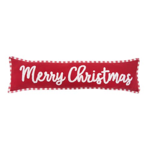 "Merry Christmas" Embellished Cotton Blend Long Accent Pillow 8" x 30"