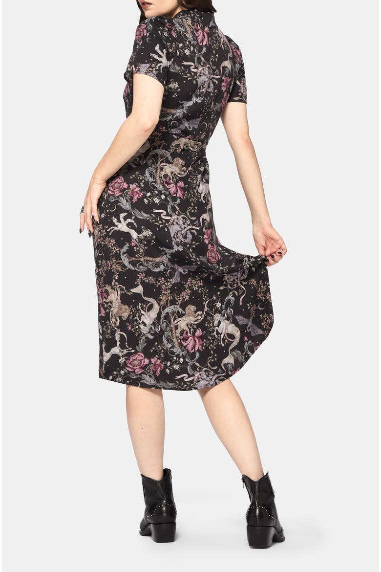 Merunicorn Enchanted Forest Shirt Dress, Alternate, color, Black