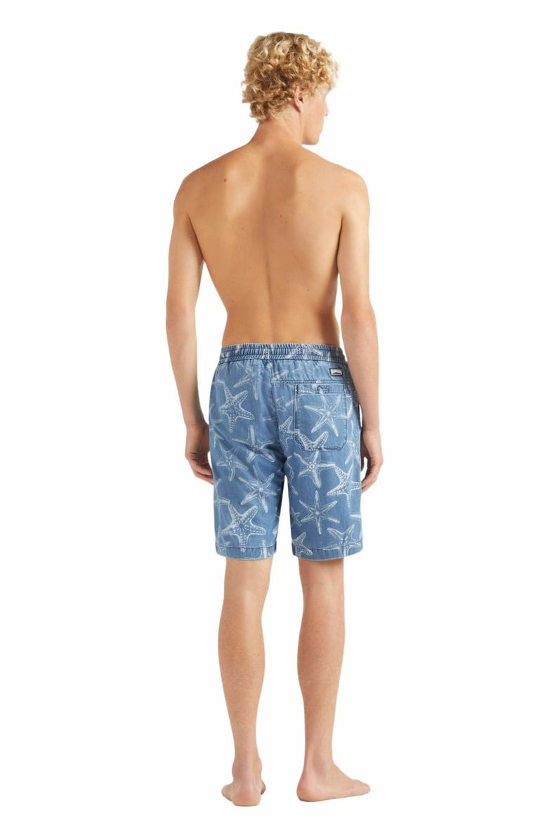 Vilebrequin Men's Starfish Light Printed Denim Bermuda Shorts, Alternate, color, Bleach Denim W4