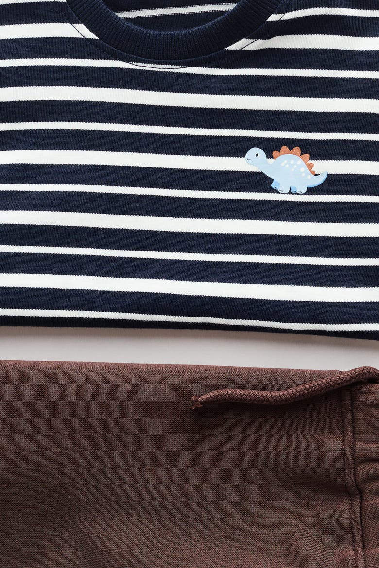 2-Piece T-Shirt And Pants Set, Alternate, color, Brown/blue striped