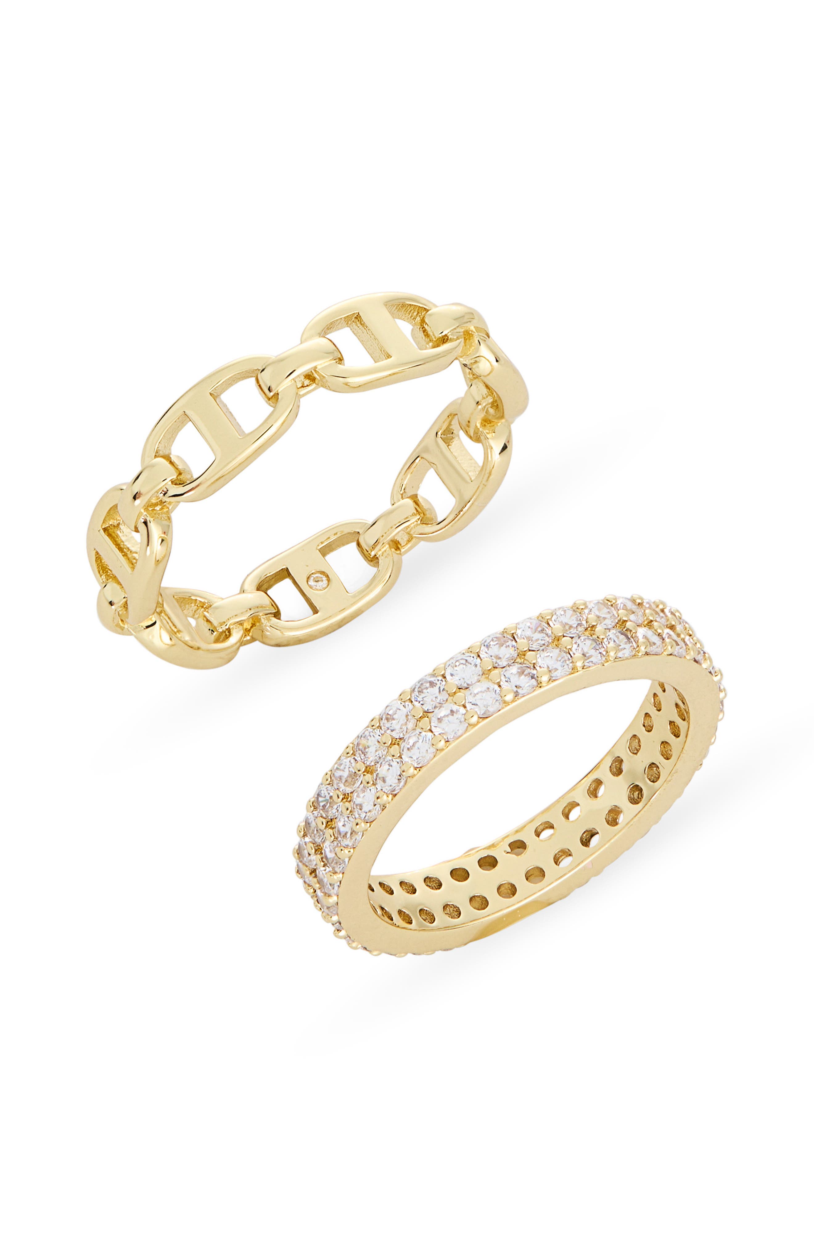 Covet Set of 2 Pavé Crystal & Mariner Band Rings