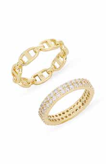 Covet Set of 2 Pavé Crystal & Mariner Band Rings