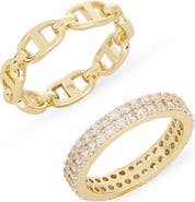 Covet Set of 2 Pavé Crystal & Mariner Band Rings