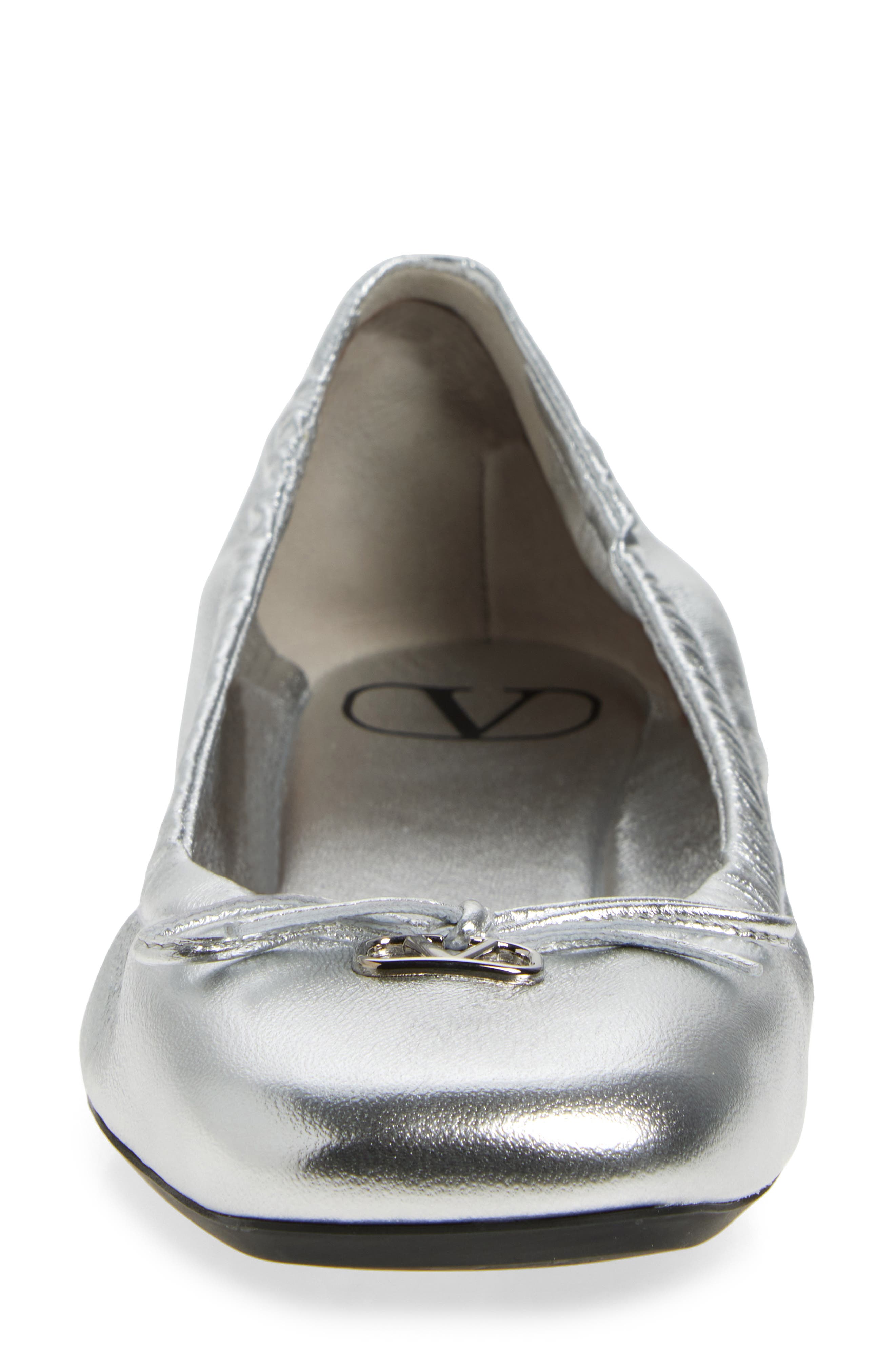 Valentino Garavani VLOGO Signature Metallic Leather Ballet Flat, Alternate, color, 