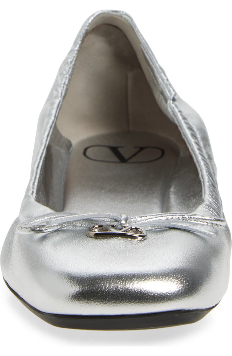 Valentino Garavani VLOGO Signature Metallic Leather Ballet Flat, Alternate, color,
