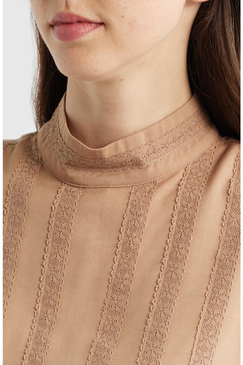 Sleeveless Mock Neck Shell, Alternate, color, CAMEL