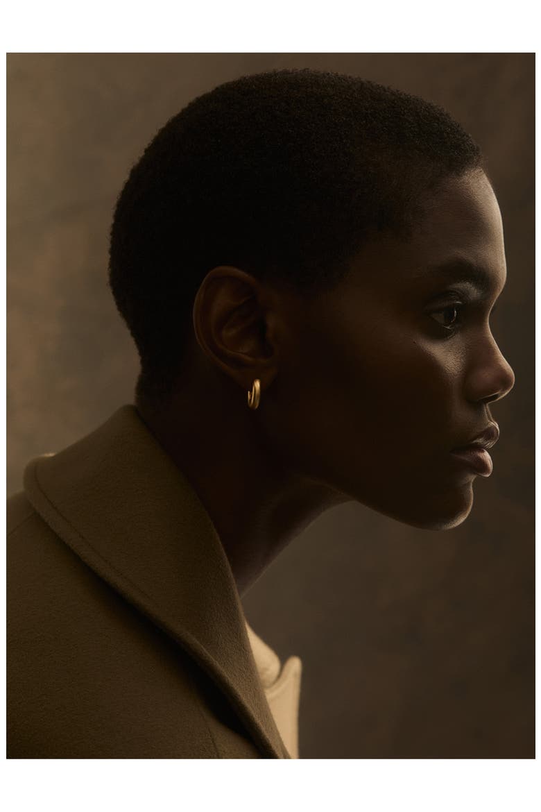 Oliva Plain Huggie Hoop Earrings, Alternate, color, GOLD TONE