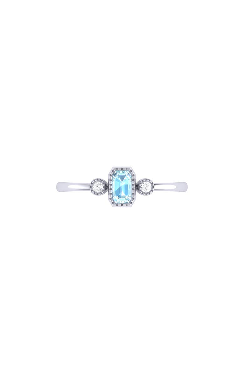 LuvMyJewelry Emerald Cut Aquamarine & Diamond Birthstone Ring in 14K Gold, Alternate, color, White Gold