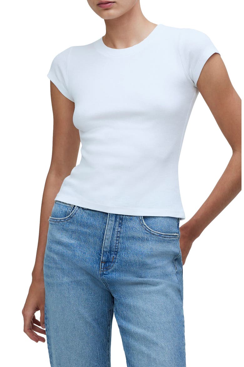 Supima® Cotton Rib T-Shirt, Main, color, EYELET WHITE