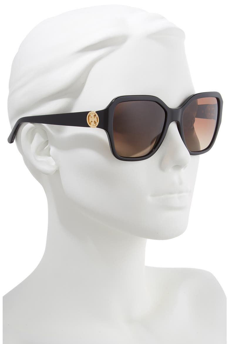 Reva 56mm Polarized Square Sunglasses, Alternate, color, BLACK GRADIENT