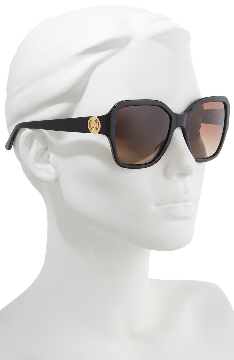 Tory Burch Reva 56mm Polarized Square Sunglasses, Alternate, color, 