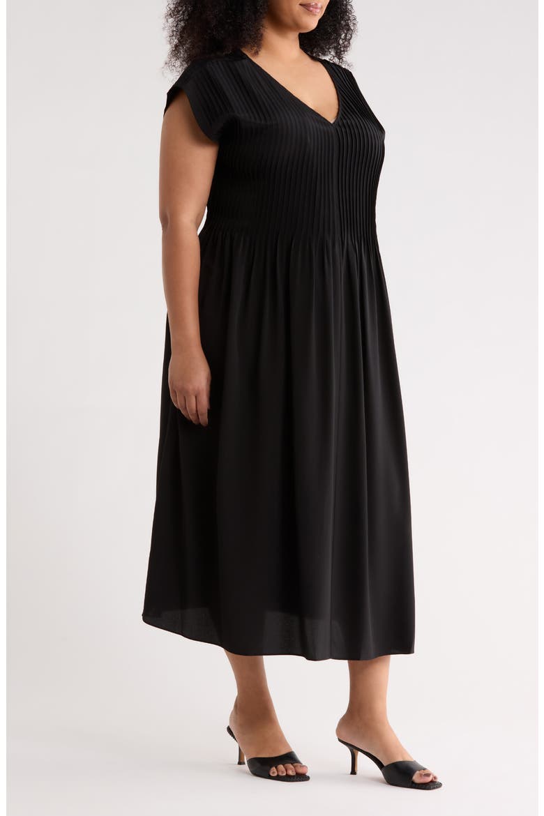 V-Neck Silk Maxi Dress, Alternate, color, BLACK